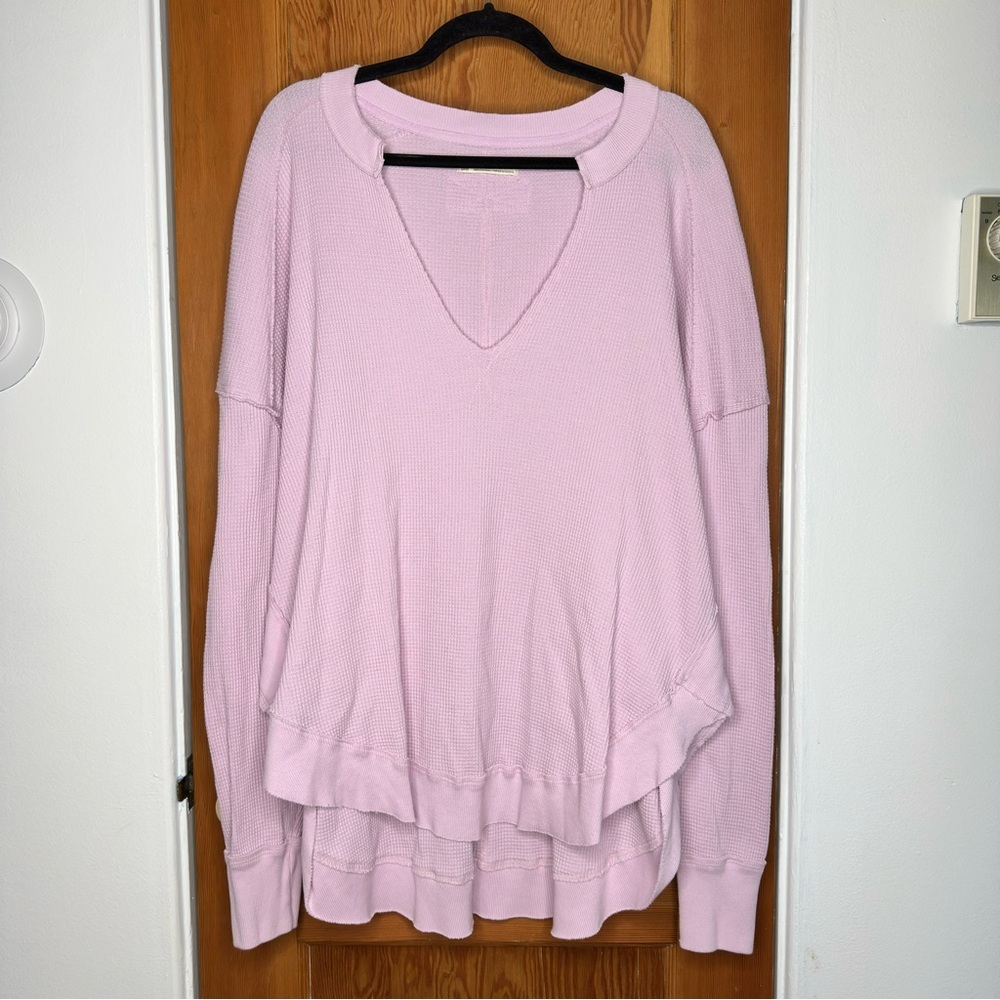 free people we the free waffle knit thermal long sleeve top